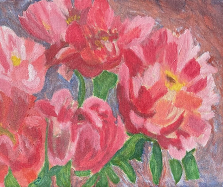 Peonies (nr.2512)  acrylics, oil on canvas / 40 x 50 cm / not for sale. 