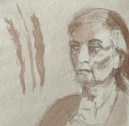 Annet (nr.2611) pencil and ink wash on paper / 25.4 x 25.4 cm